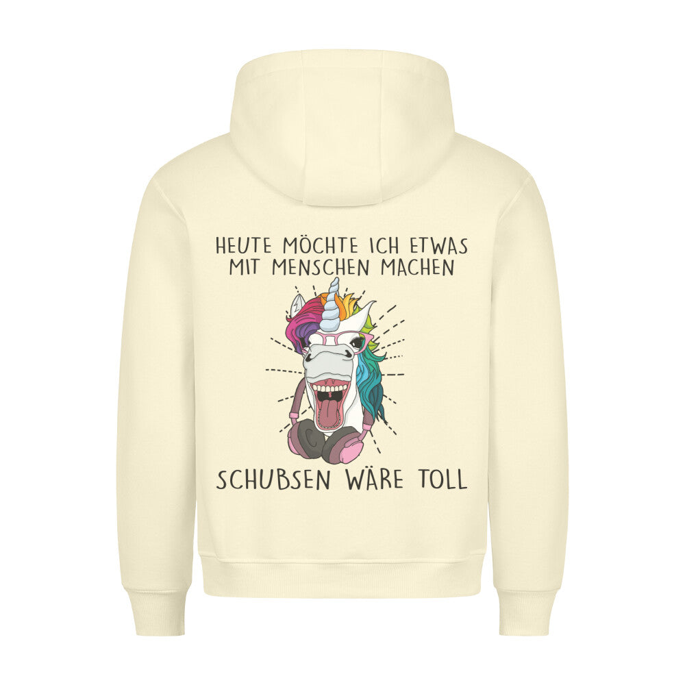 Schubsen Hipster Einhorn - Hoodie Unisex Rückendruck