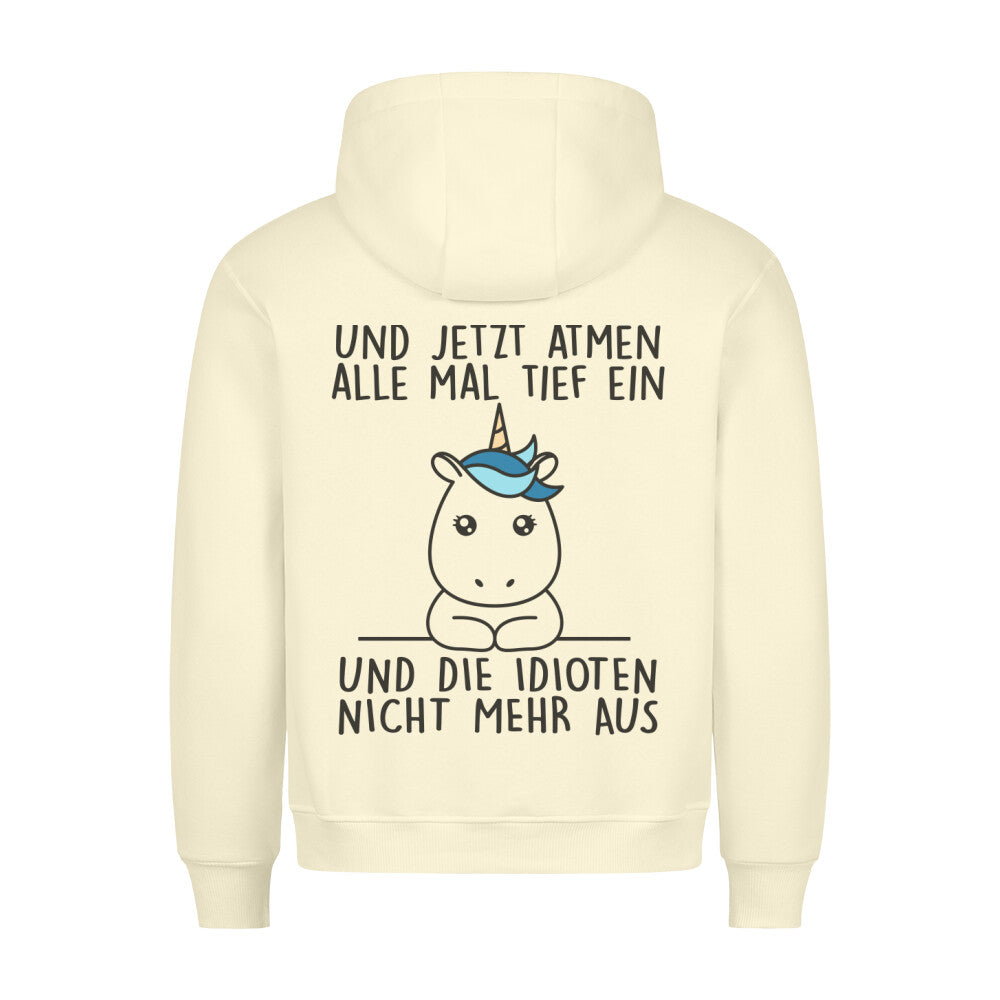 Einatmen Simple Einhorn - Hoodie Unisex Rückendruck