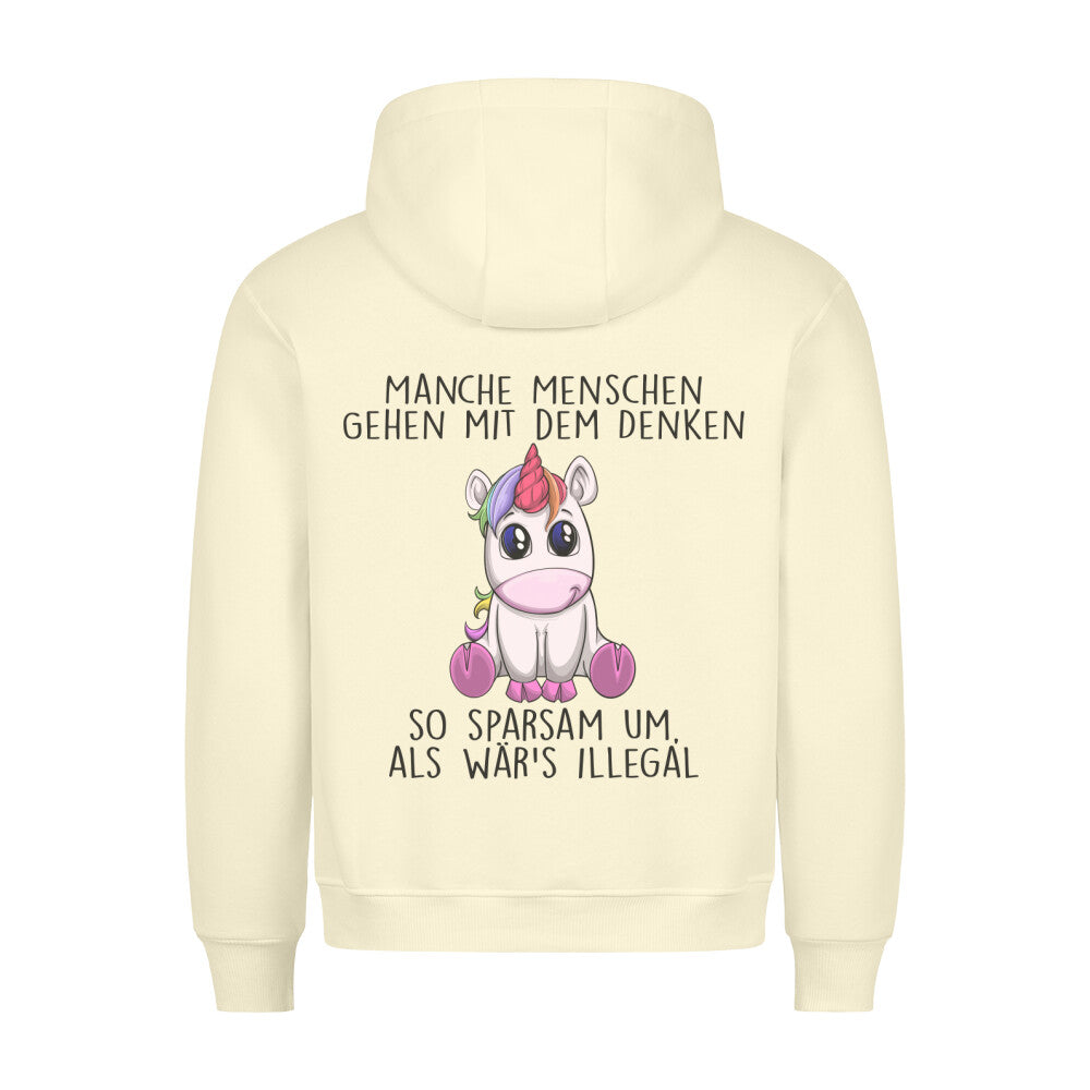 Denken Einhorn - Hoodie Unisex Rückendruck