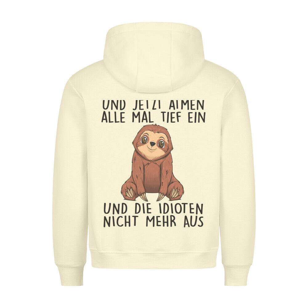 Einatmen Faultier - Hoodie Unisex Rückendruck