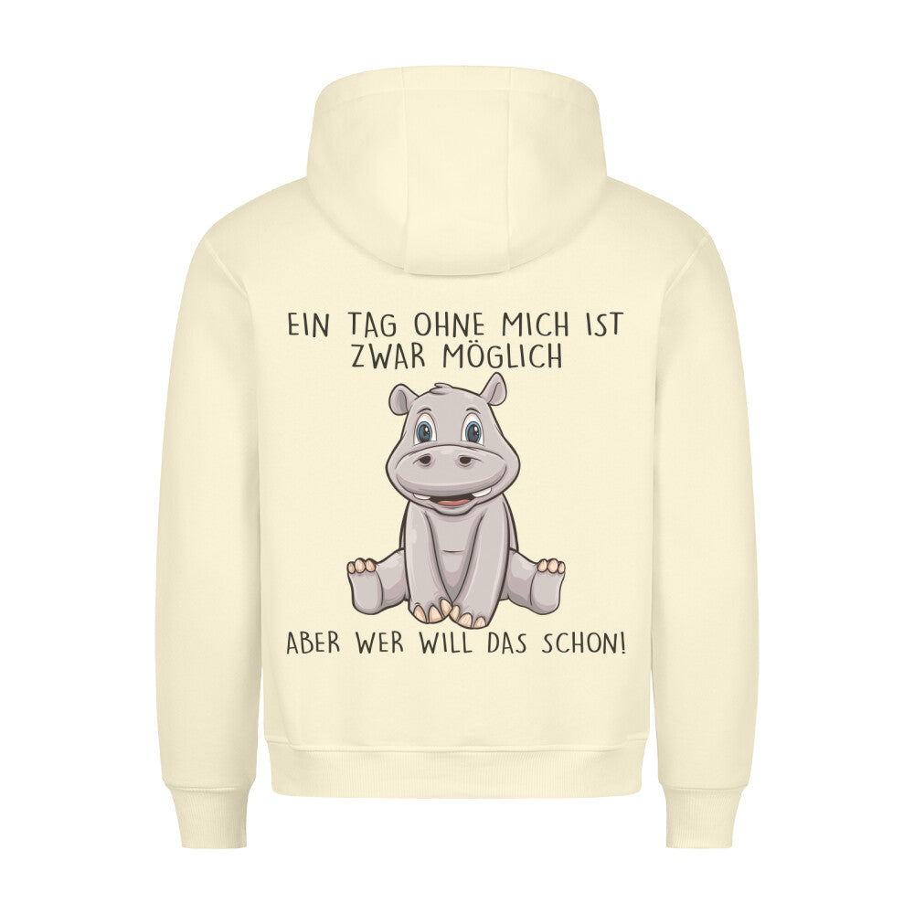Ohne Mich Hippo - Hoodie Unisex Rückendruck