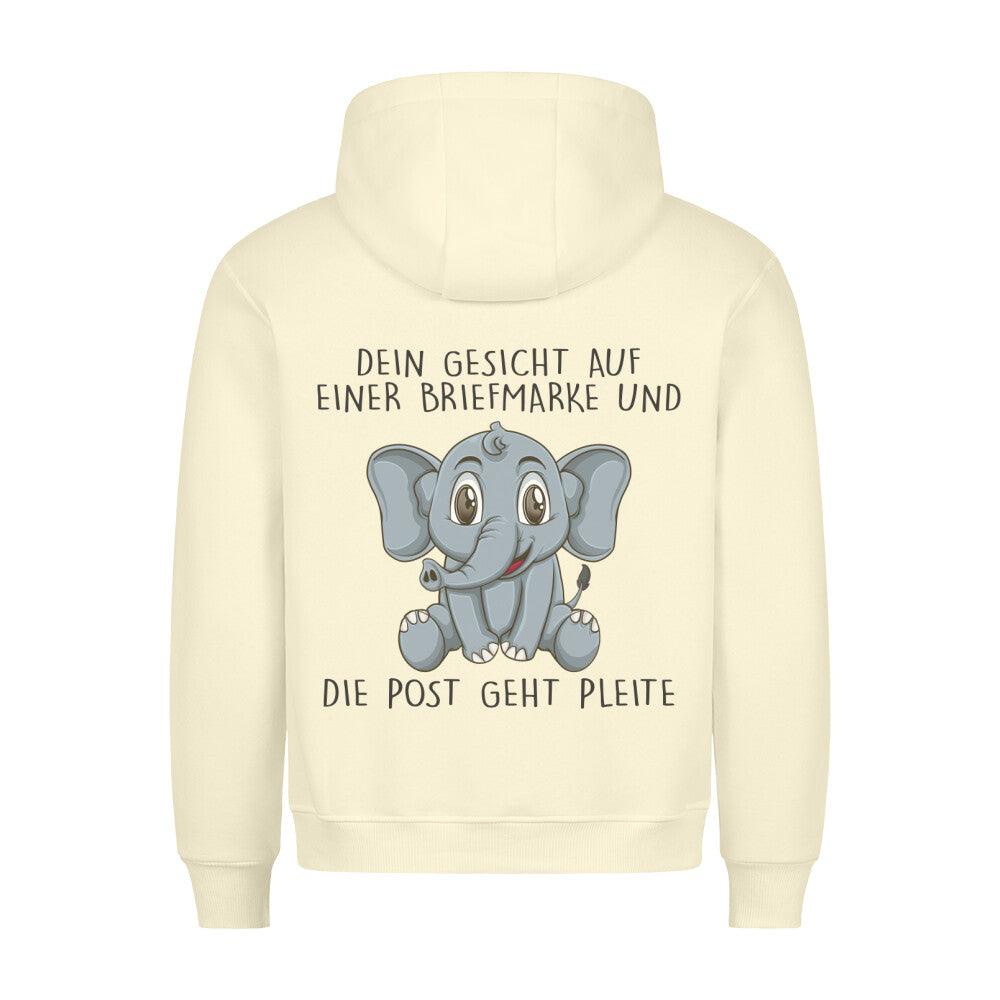Briefmarke Elefant - Hoodie Unisex Rückendruck