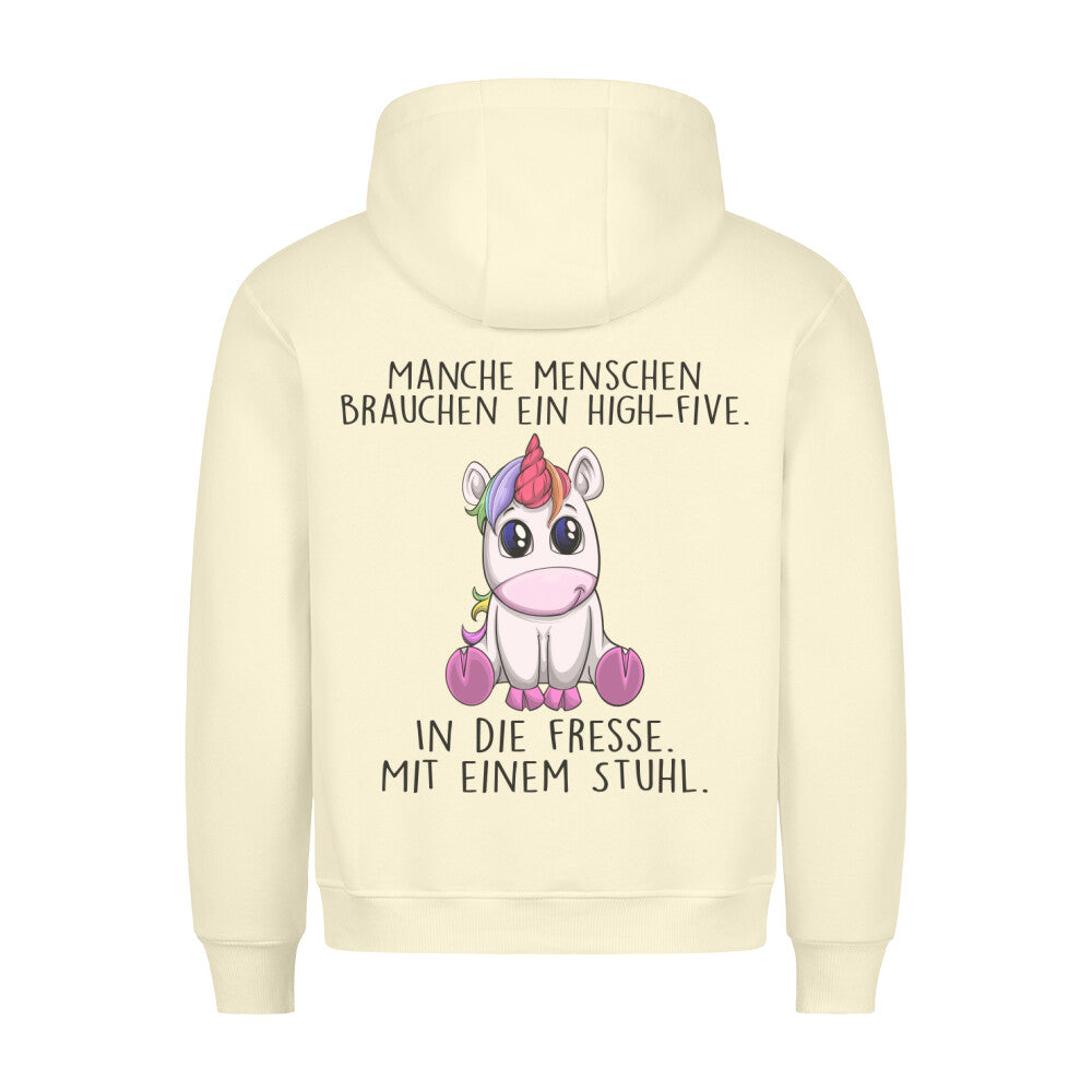 High-Five Einhorn - Hoodie Unisex Rückendruck