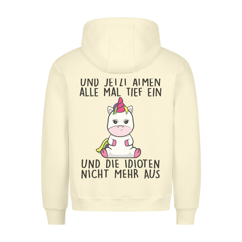 Einatmen Cute Einhorn - Hoodie Unisex Rückendruck