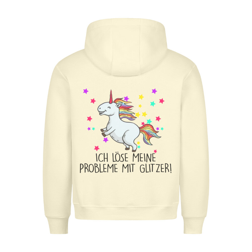 Probleme Glitzer Einhorn - Hoodie Unisex Rückendruck