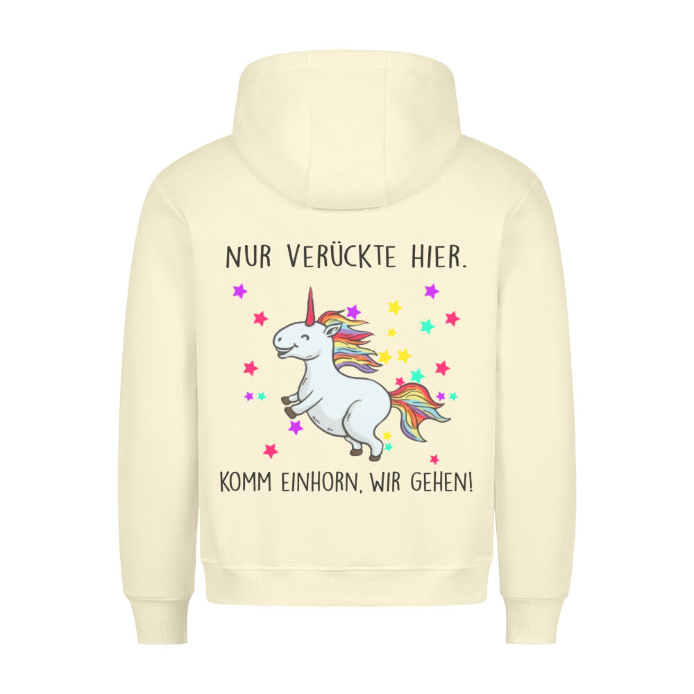 Komm Glitzer Einhorn - Hoodie Unisex Rückendruck