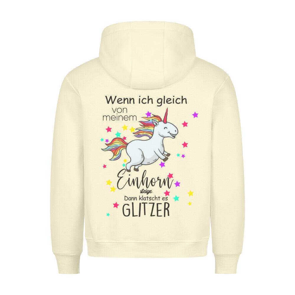 Klatscht Glitzer Einhorn - Hoodie Unisex Rückendruck