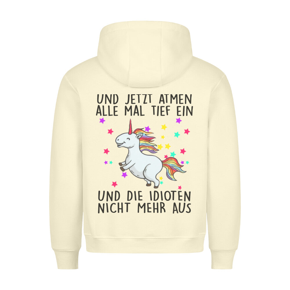 Einatmen Glitzer Einhorn - Hoodie Unisex Rückendruck