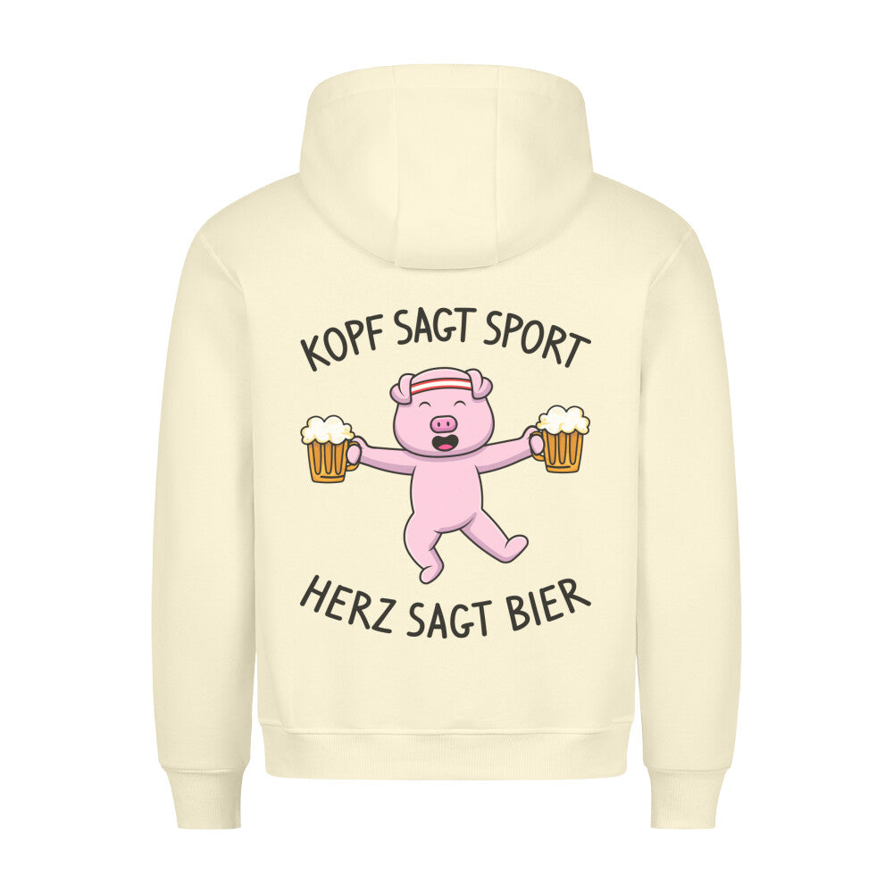 Herz Sagt Bier Schweinchen - Hoodie Unisex Rückendruck