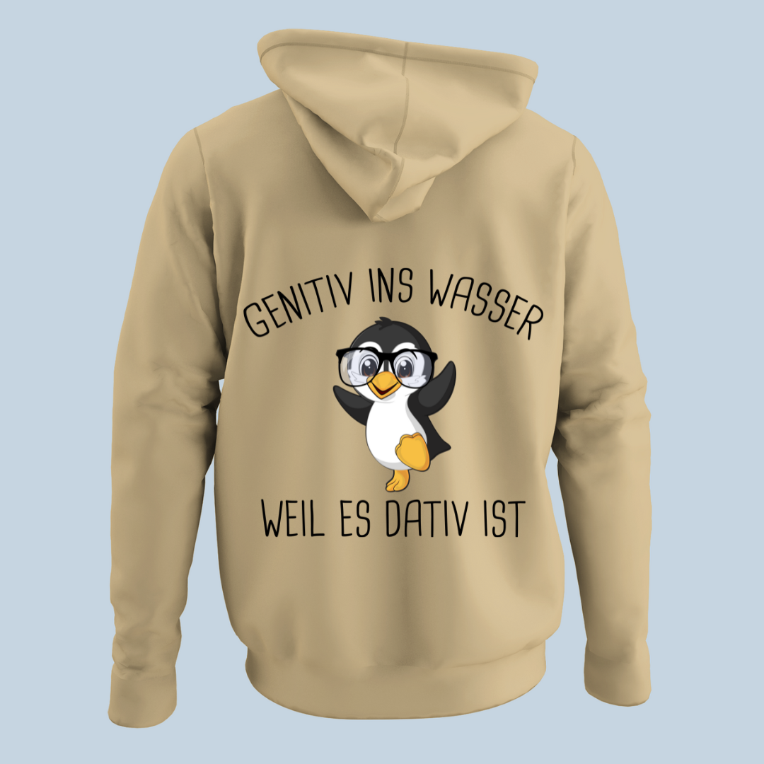 Genitiv Pinguin - Hoodie Unisex Rückendruck