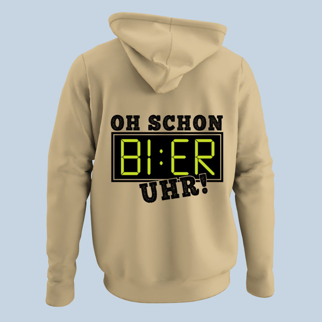 Bier Uhr - Hoodie Unisex Rückendruck