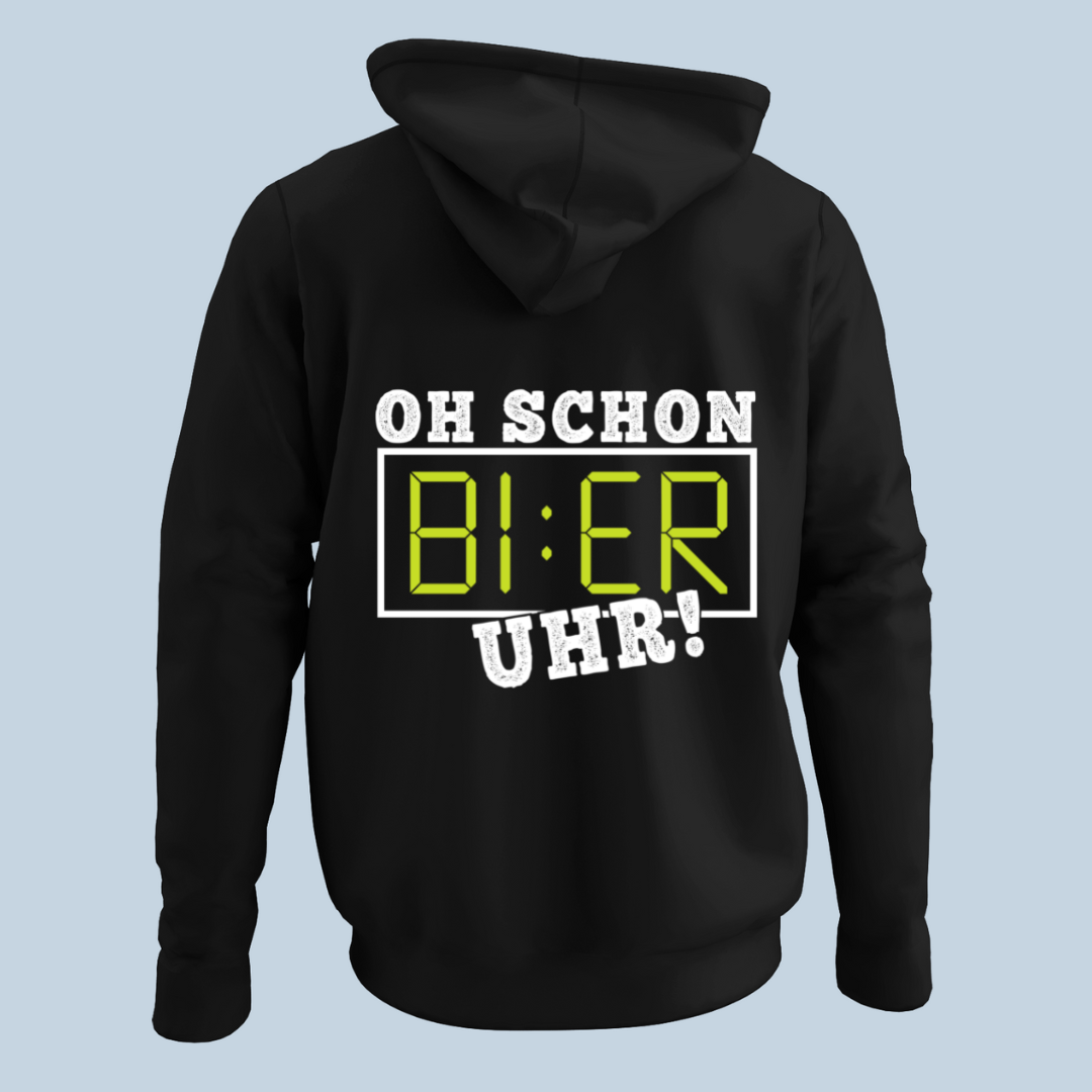 Bier Uhr - Hoodie Unisex Rückendruck