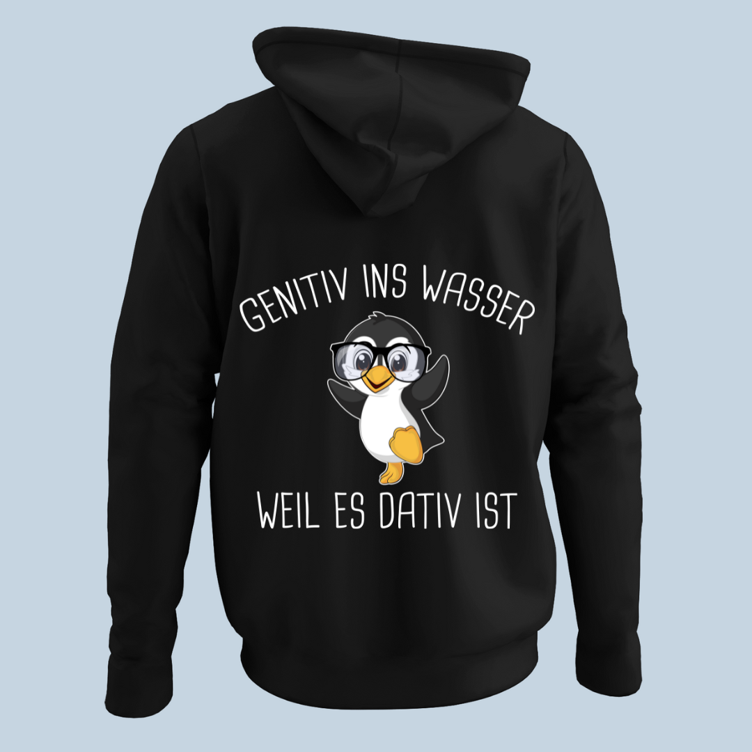 Genitiv Pinguin - Hoodie Unisex Rückendruck
