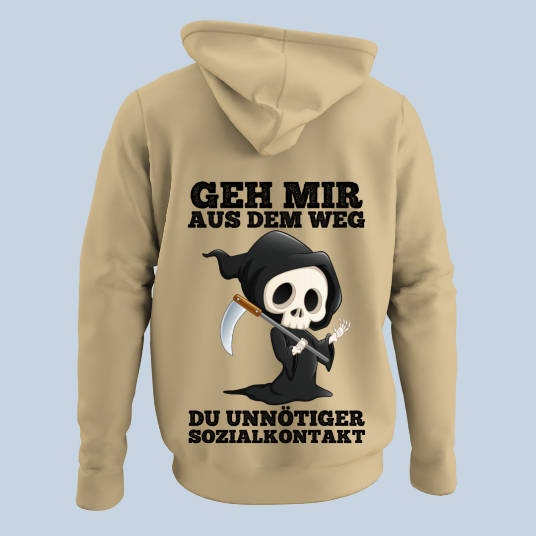Sozialkontakt Sensenmann - Hoodie Unisex Rückendruck
