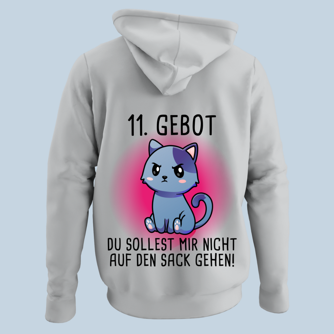 11. Gebot Katze - Hoodie Unisex Rückendruck