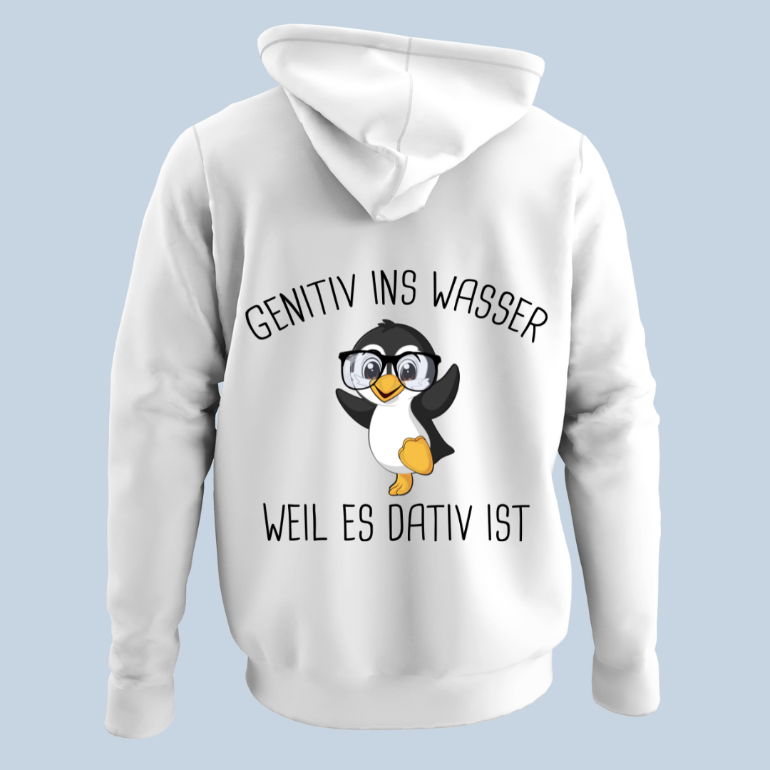 Genitiv Pinguin - Hoodie Unisex Rückendruck