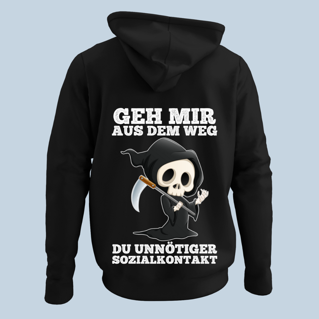 Sozialkontakt Sensenmann - Hoodie Unisex Rückendruck