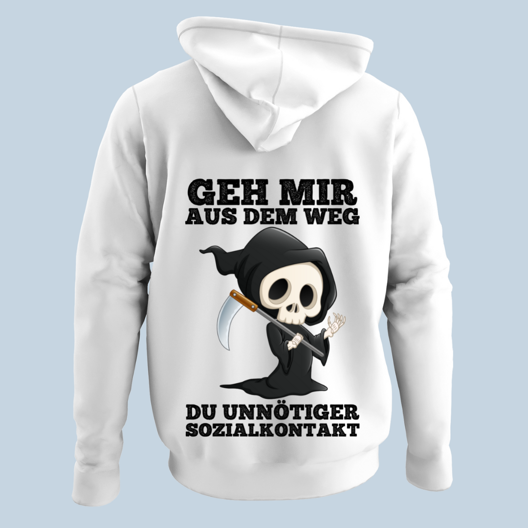Sozialkontakt Sensenmann - Hoodie Unisex Rückendruck