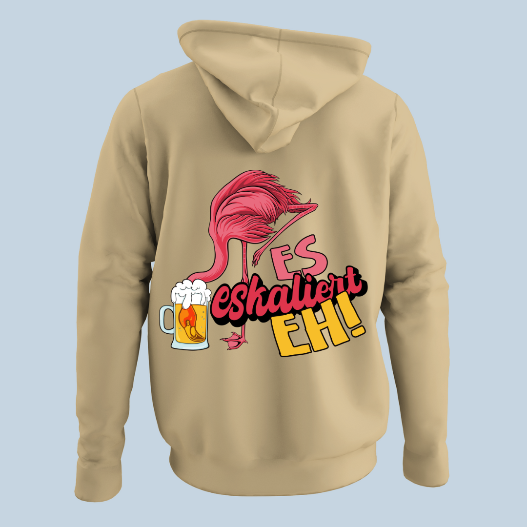 Eskaliert Flamingo - Hoodie Unisex Rückendruck