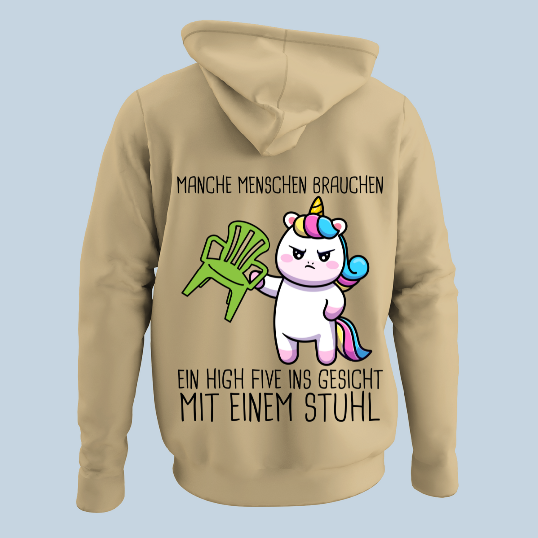 Stuhl Einhorn - Hoodie Unisex Rückendruck