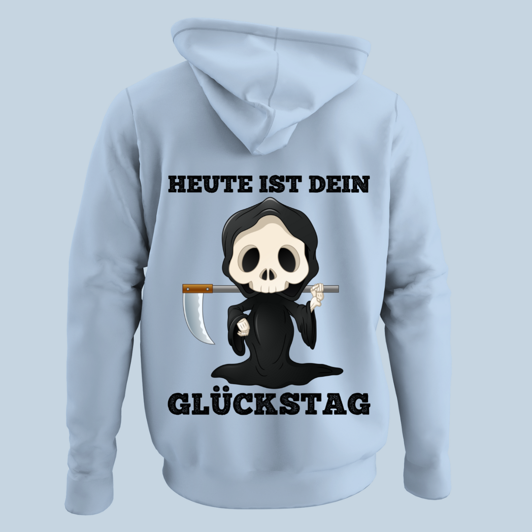 Glückstag Sensenmann - Hoodie Unisex Rückendruck