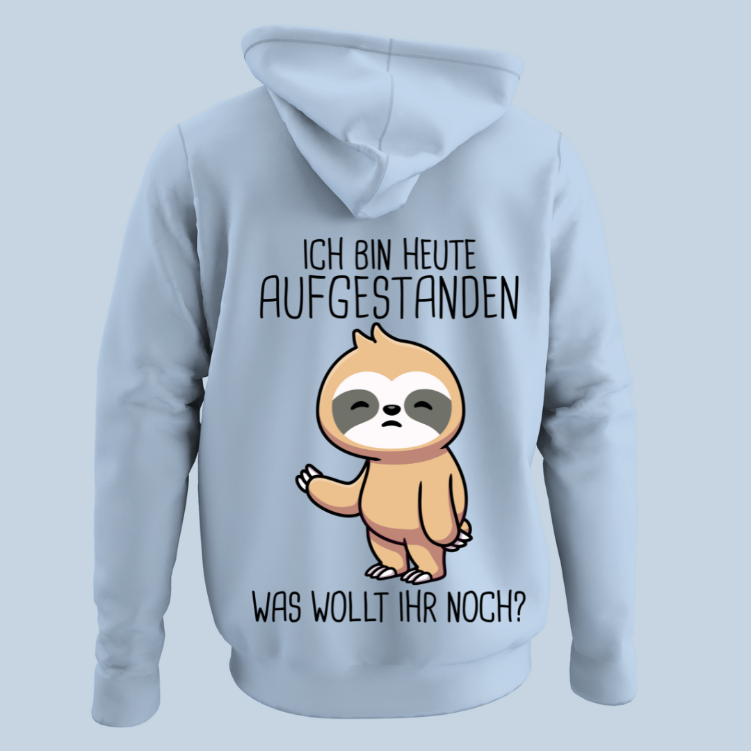 Aufgestanden Faultier - Hoodie Unisex Rückendruck