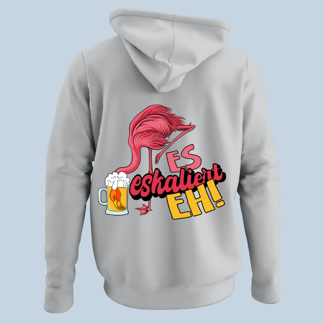 Eskaliert Flamingo - Hoodie Unisex Rückendruck