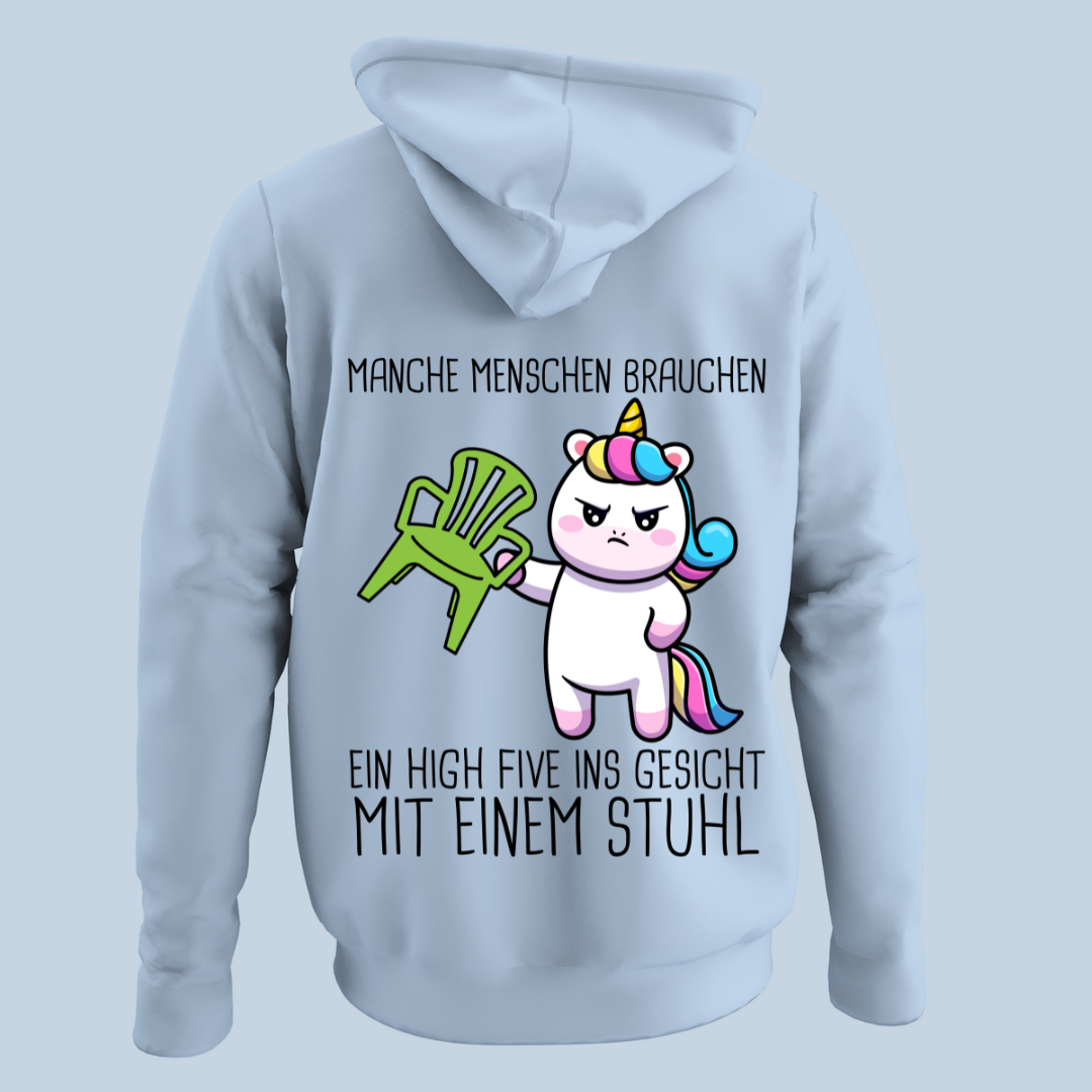 Stuhl Einhorn - Hoodie Unisex Rückendruck
