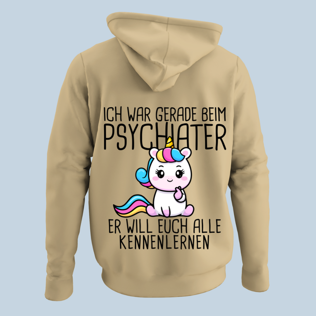Psychiater Einhorn - Hoodie Unisex Rückendruck