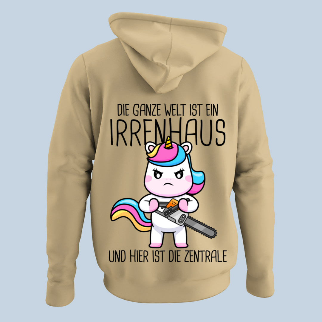Irrenhaus Einhorn - Hoodie Unisex Rückendruck
