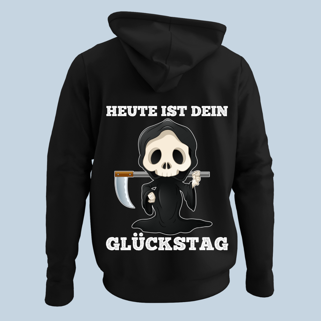 Glückstag Sensenmann - Hoodie Unisex Rückendruck