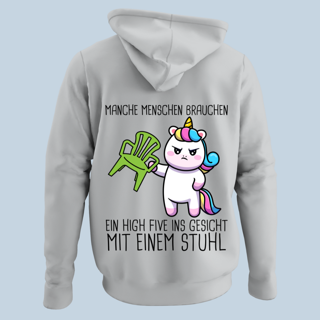 Stuhl Einhorn - Hoodie Unisex Rückendruck