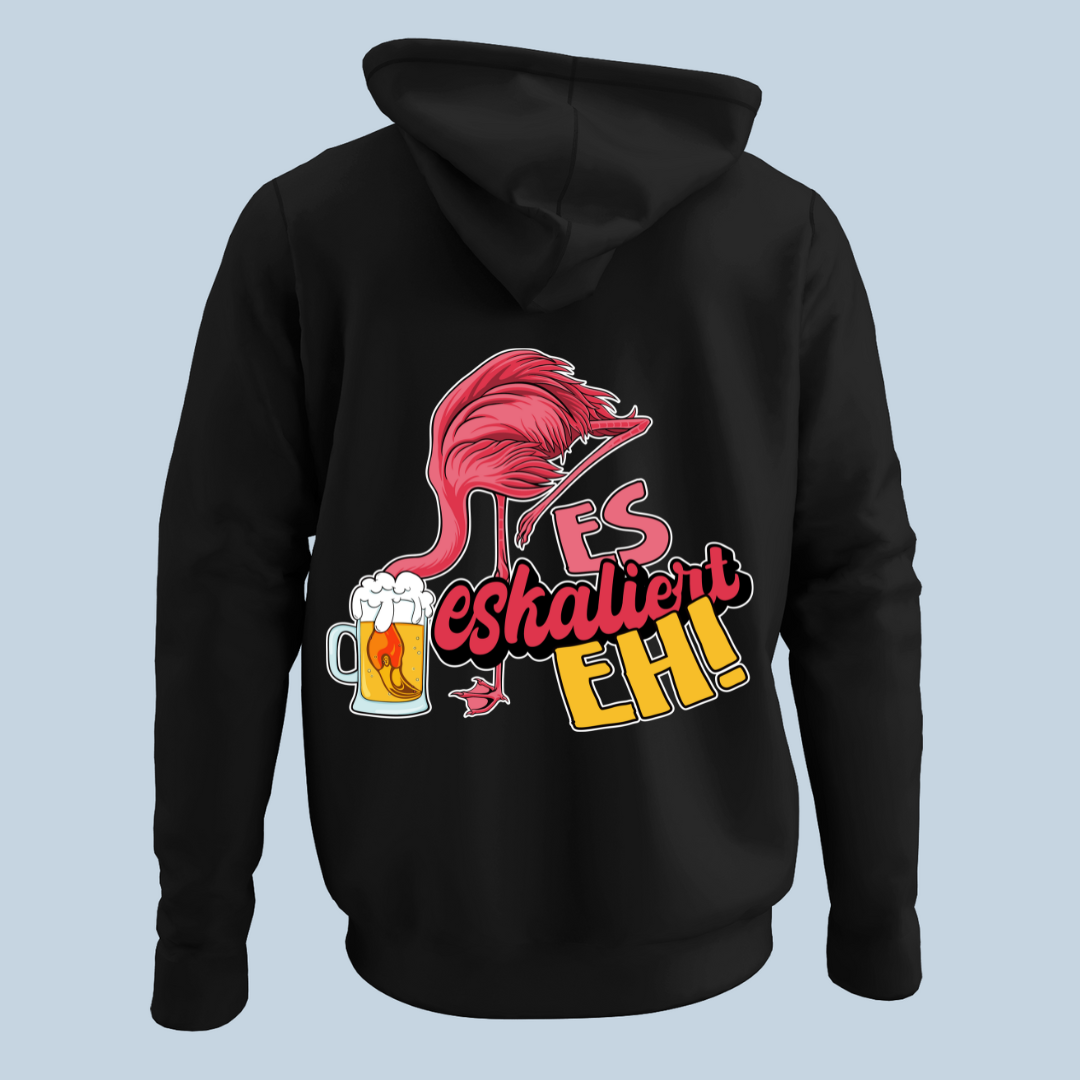 Eskaliert Flamingo - Hoodie Unisex Rückendruck