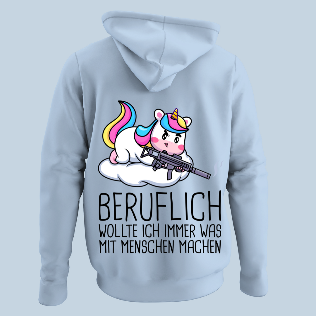 Beruflich Einhorn - Hoodie Unisex Rückendruck