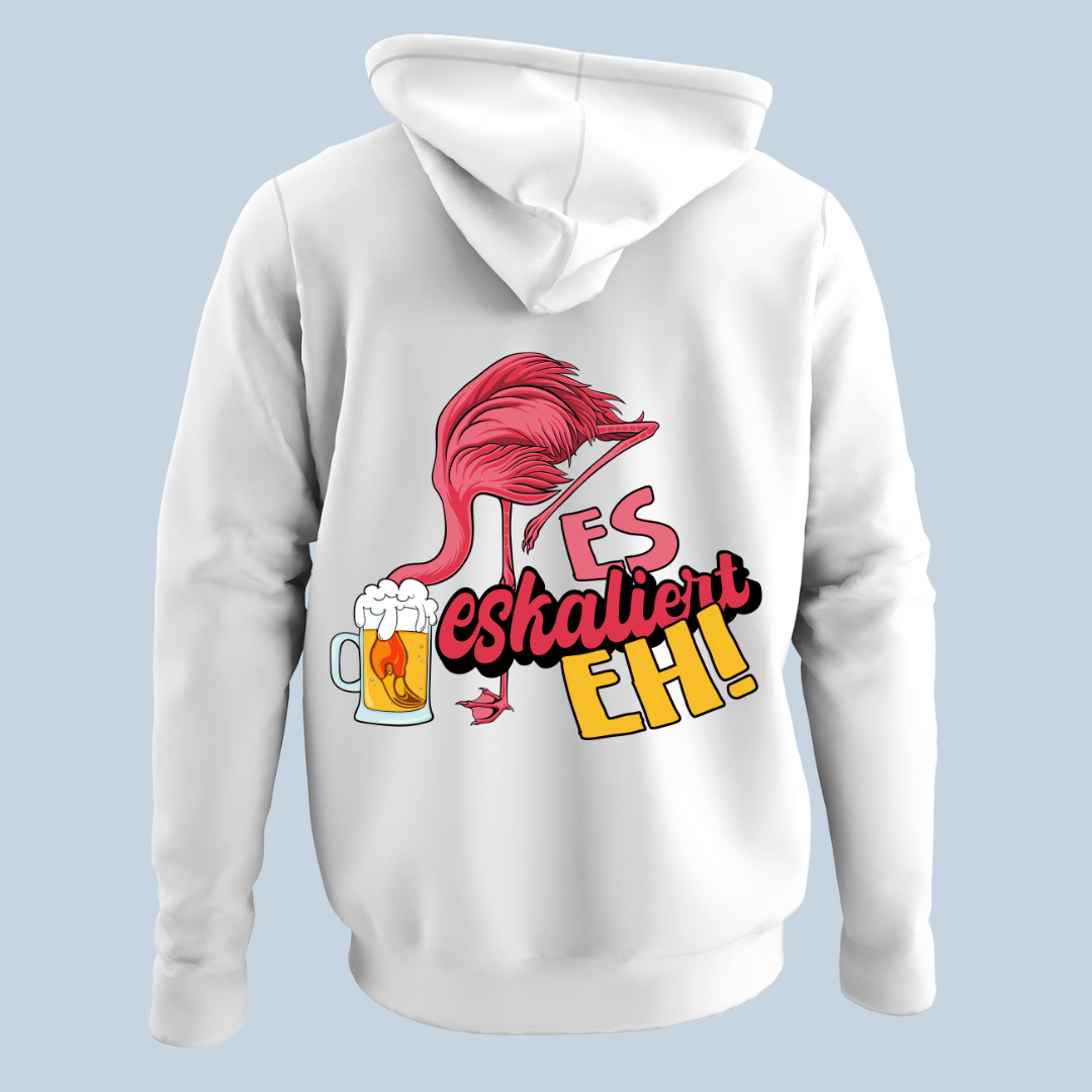 Eskaliert Flamingo - Hoodie Unisex Rückendruck