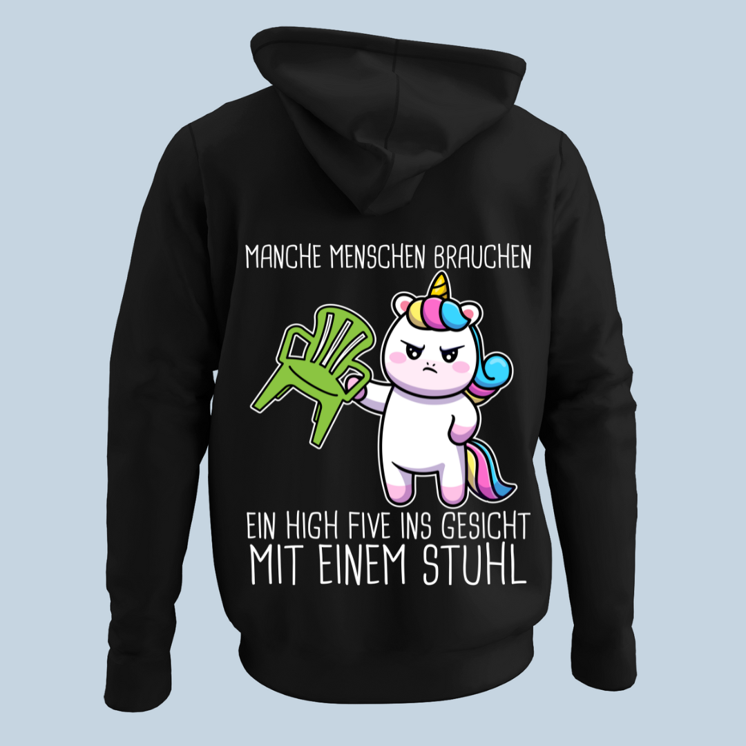 Stuhl Einhorn - Hoodie Unisex Rückendruck