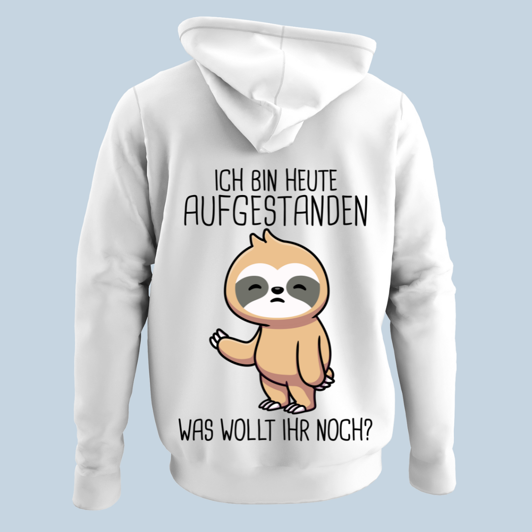 Aufgestanden Faultier - Hoodie Unisex Rückendruck
