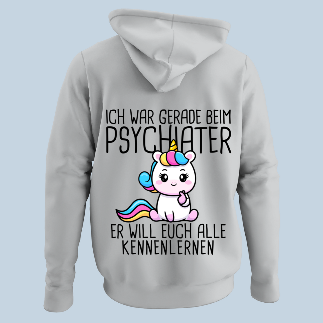 Psychiater Einhorn - Hoodie Unisex Rückendruck