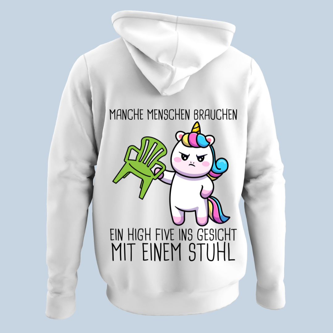 Stuhl Einhorn - Hoodie Unisex Rückendruck