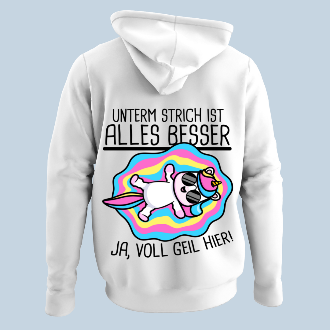 Strich Einhorn - Hoodie Unisex Rückendruck