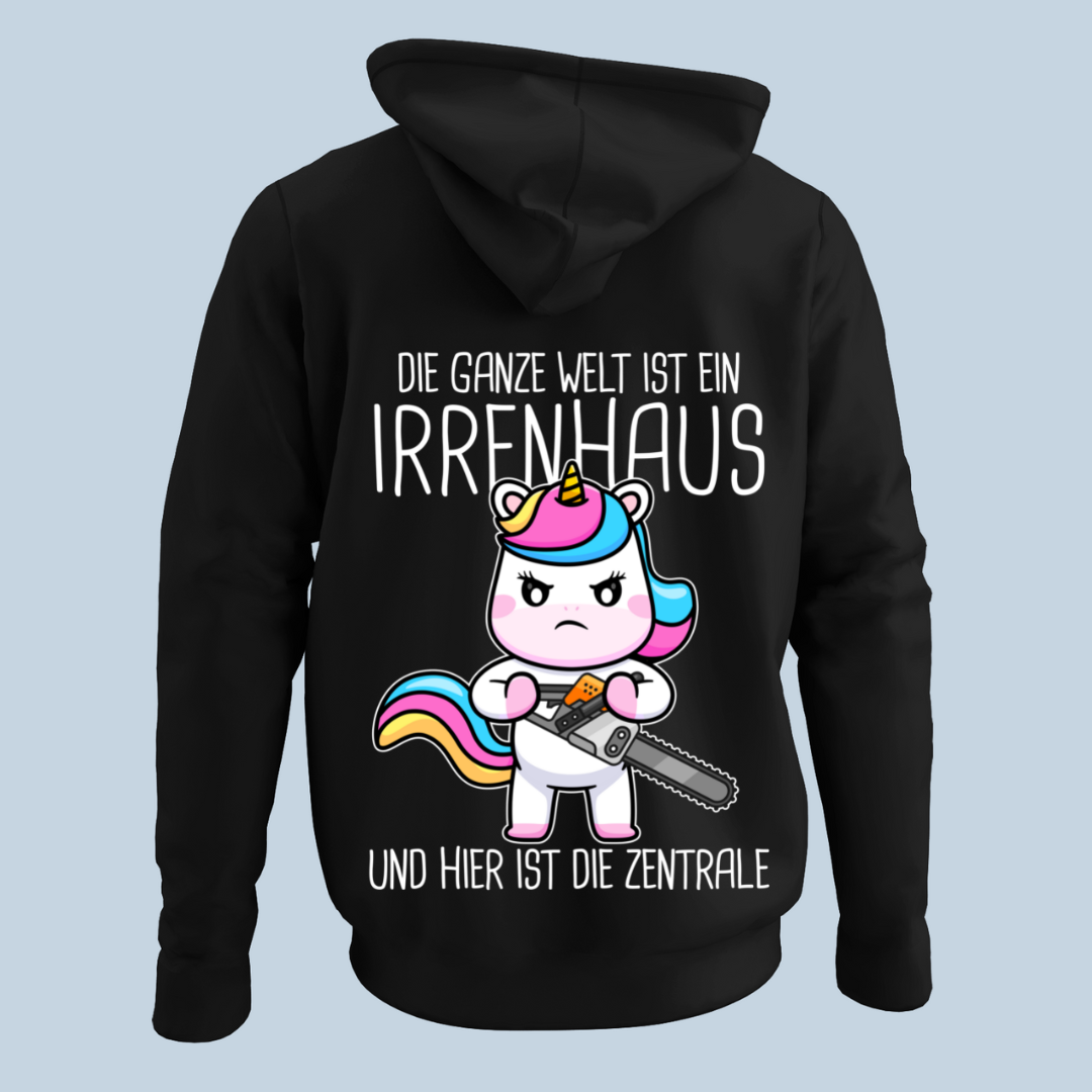 Irrenhaus Einhorn - Hoodie Unisex Rückendruck