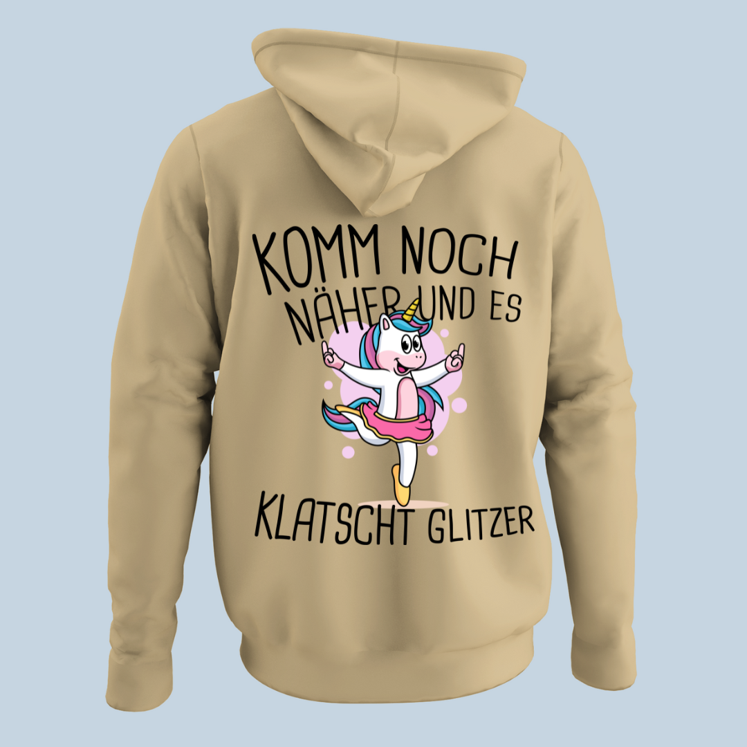 Glitzer Einhorn - Hoodie Unisex Rückendruck