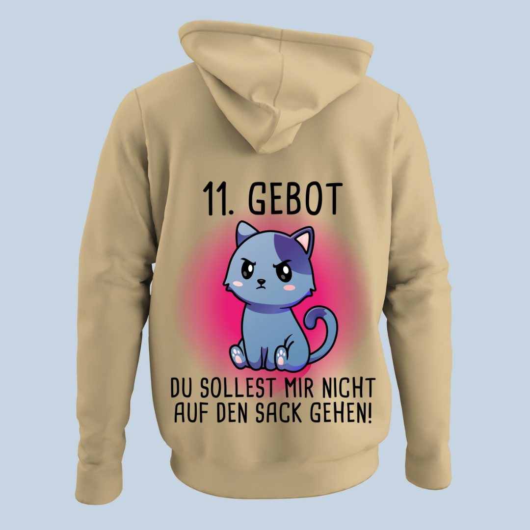 11. Gebot Katze - Hoodie Unisex Rückendruck