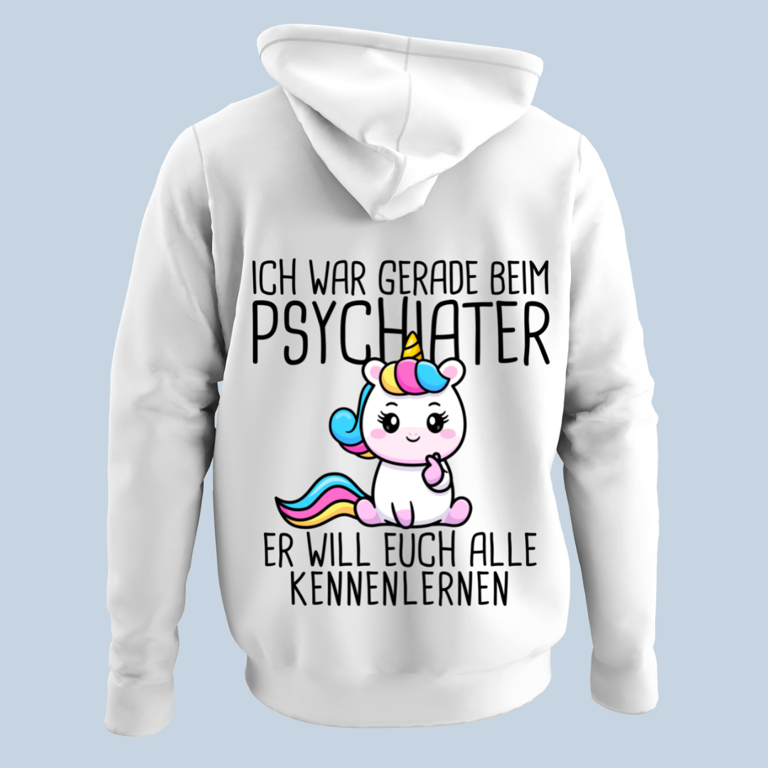 Psychiater Einhorn - Hoodie Unisex Rückendruck