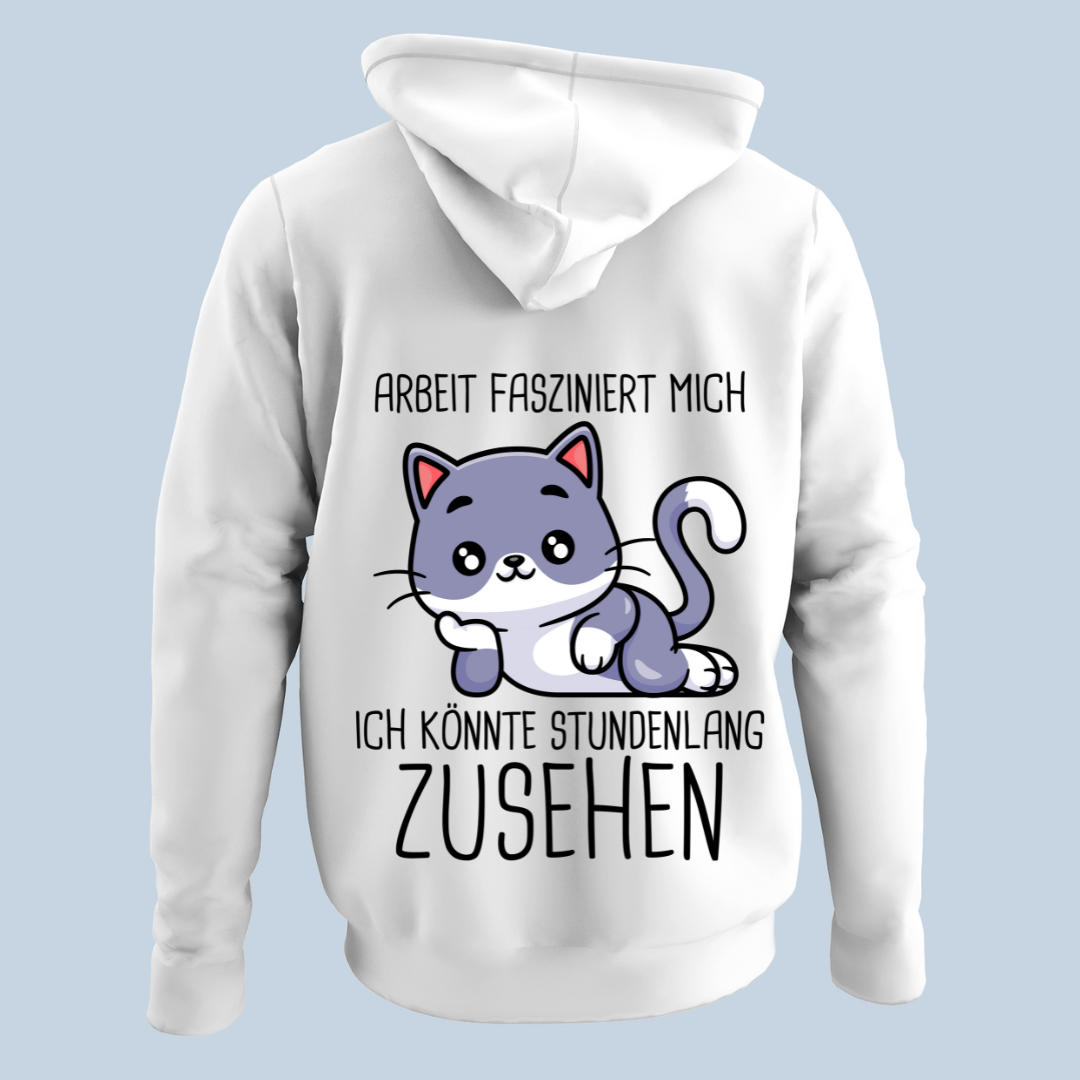 Fasziniert Katze - Hoodie Unisex Rückendruck