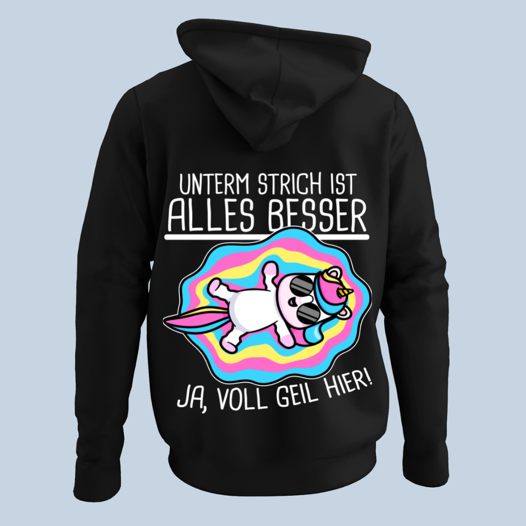 Strich Einhorn - Hoodie Unisex Rückendruck