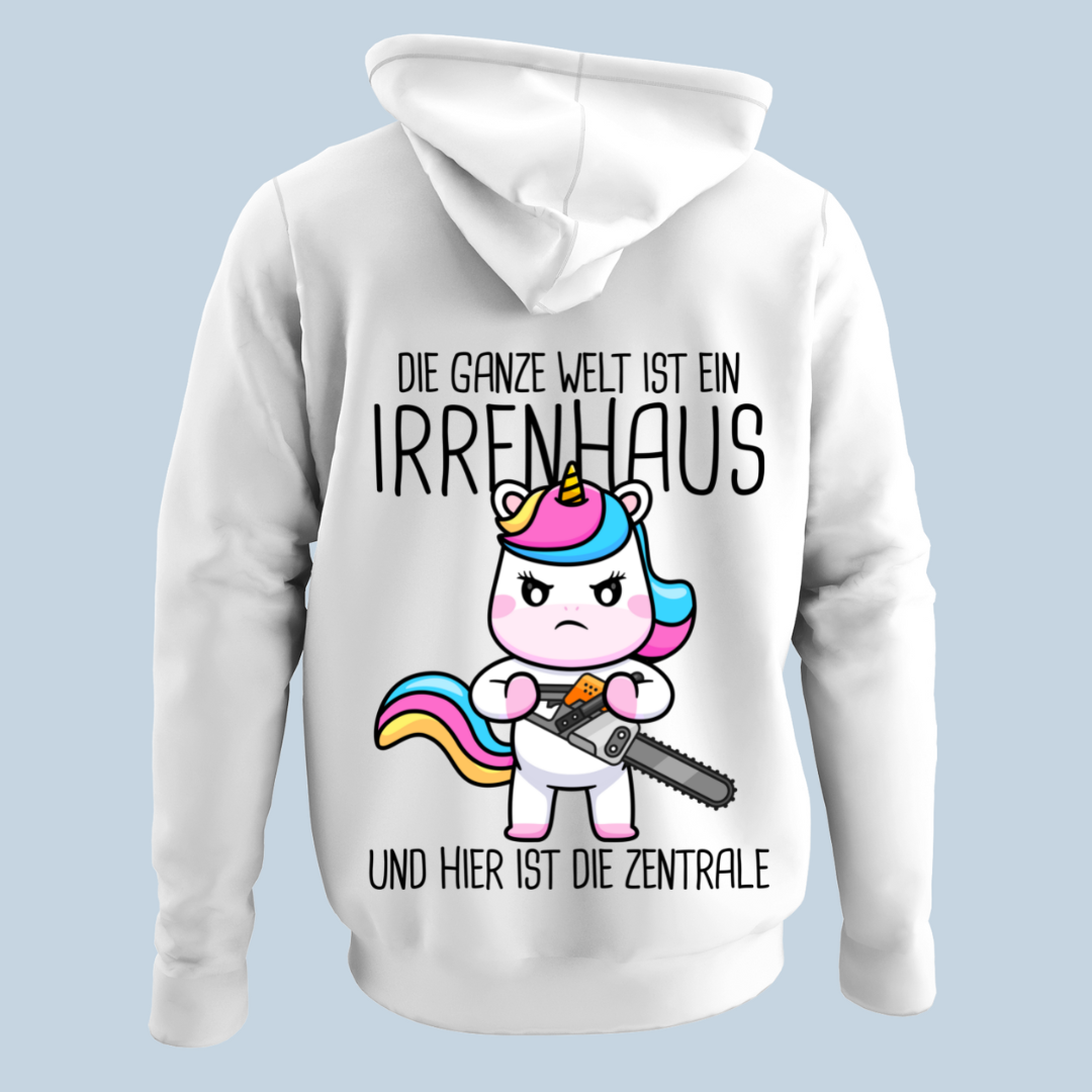Irrenhaus Einhorn - Hoodie Unisex Rückendruck