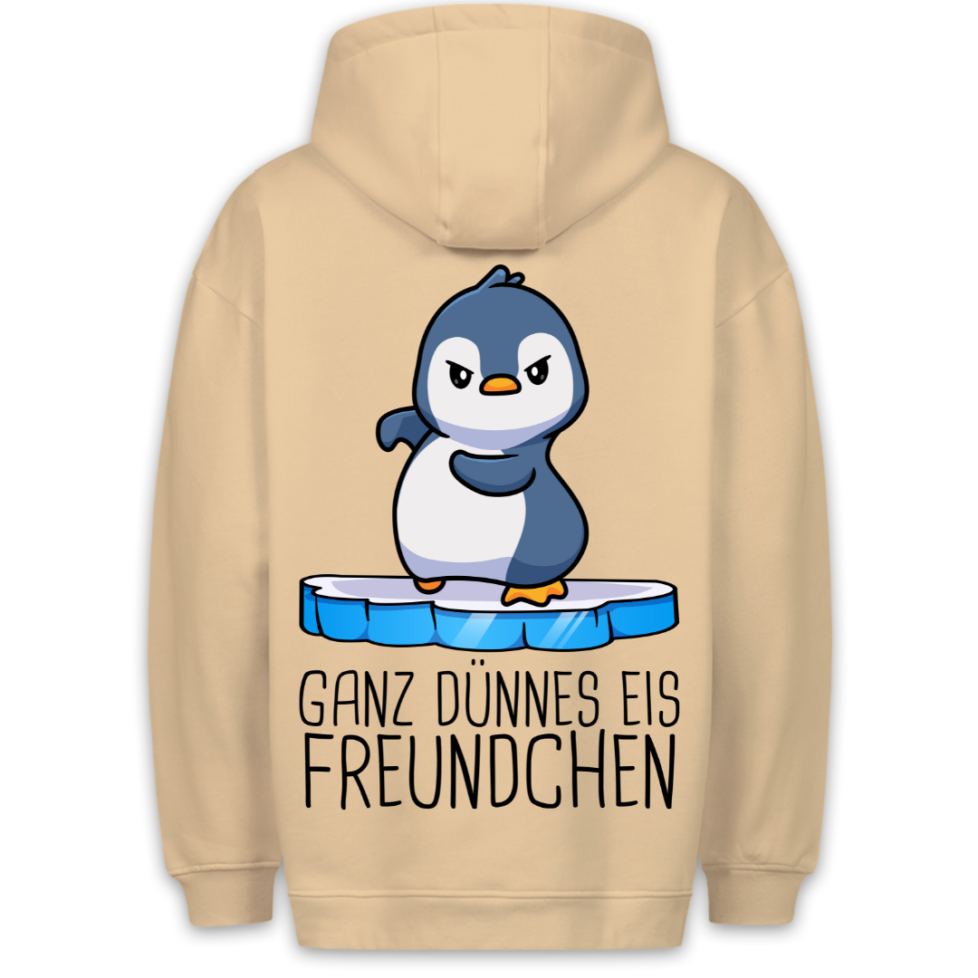 Dünnes Eis Pinguin - Hoodie Unisex Rückendruck