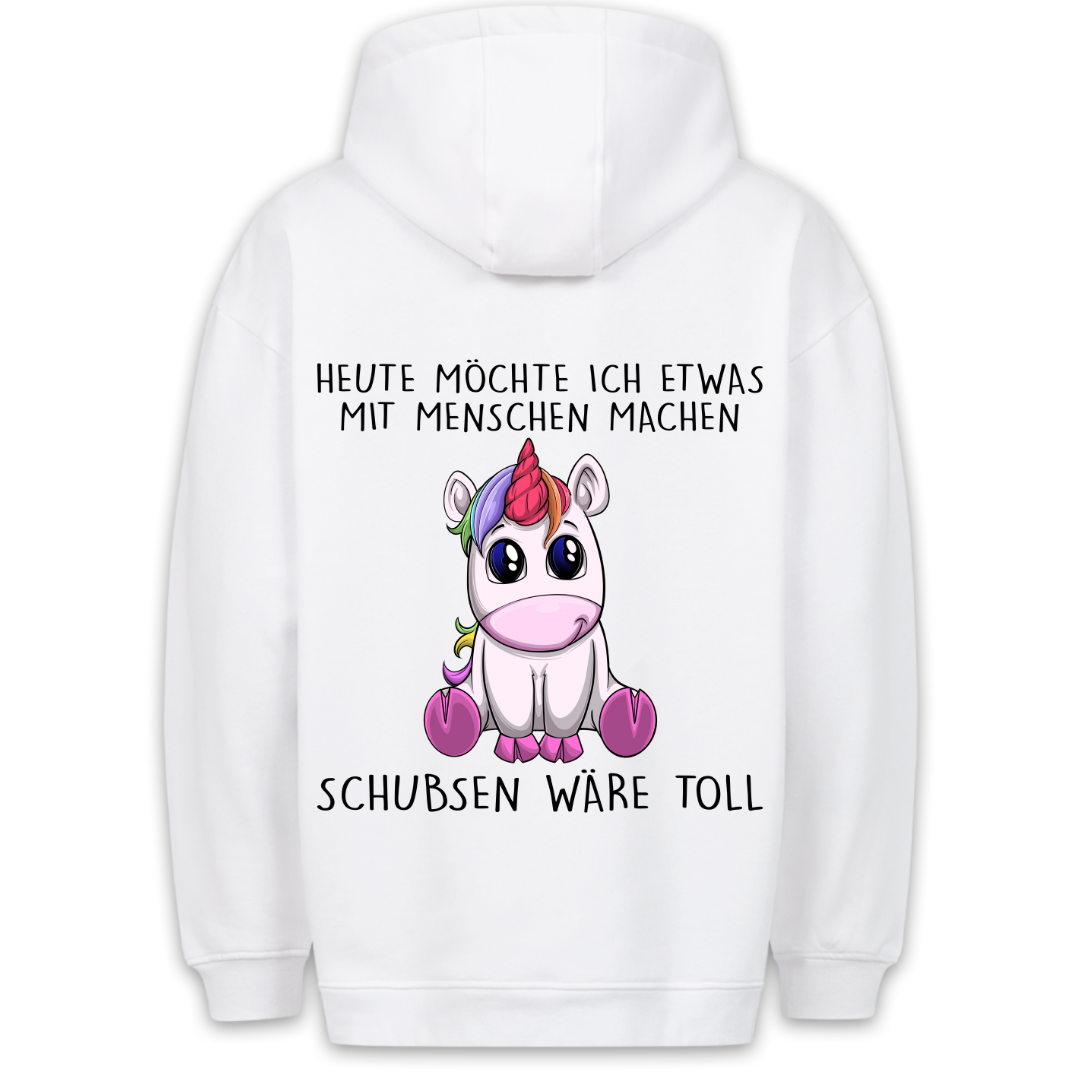 Schubsen Einhorn - Hoodie Unisex Rückendruck