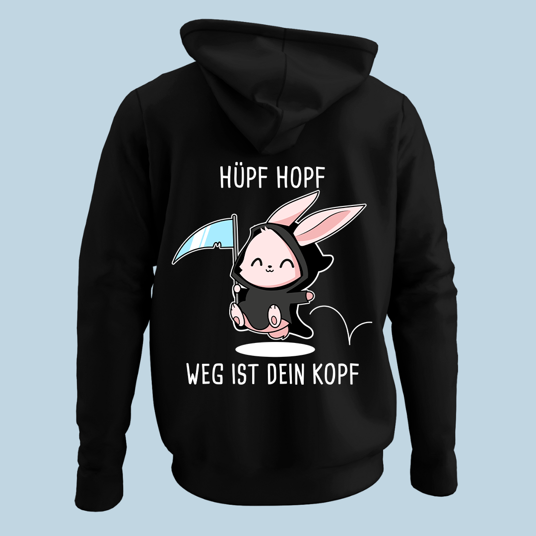 Hüpf Hopf Hase - Hoodie Unisex Rückendruck
